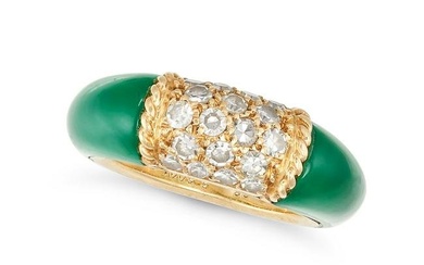VAN CLEEF AND ARPELS, A VINTAGE CHRYSOPRASE AND DIAMOND PHILIPPINES RING in 18ct yellow gold