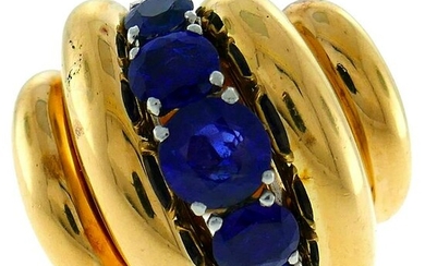 Van Cleef & Arpels Sapphire Yellow Gold Bombe Ring