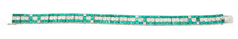 Van Cleef & Arpels platinum, emerald and diamond bracelet