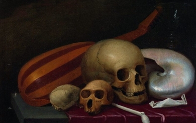 Vanitas still life with a lute