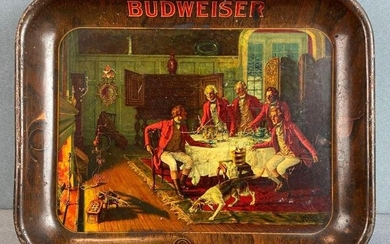 Very Early Budweiser Metal Advertising Beer Tray