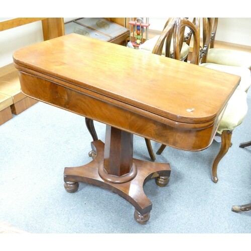Victorian Mahogany fold over tea table: 92cm wide x 46cm dee...