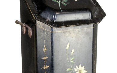 Victorian hand painted tole coal hod
