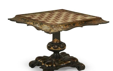 Victorian papier-mâché and eglomise games table, Circa