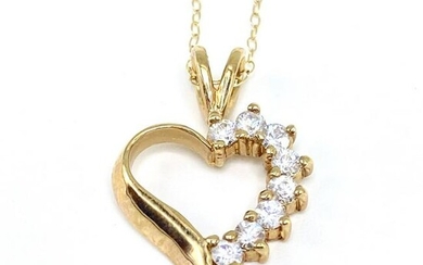 Vintage 14k Gold & Diamond Heart Pendant Necklace