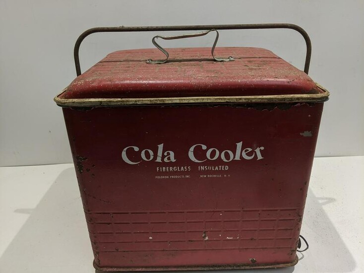 Vintage 1950's Red Steel Fiberglass Soda Cooler