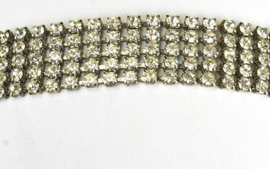 Vintage Five Row Faux Diamond Rhinestone Bracelet