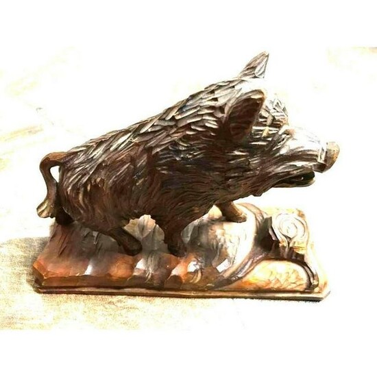 Vintage German Black Forest Wild Boar Carving