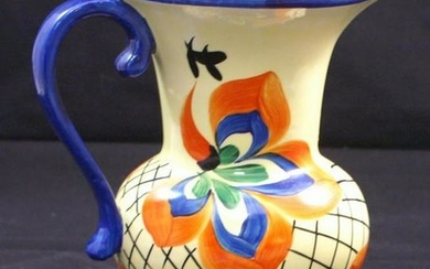 Vintage Hand Painted Czech Art Pottery Pitcher