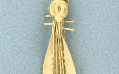 Vintage Lute Charm in 14k Yellow Gold