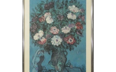 Vintage MARC CHAGALL Exhibition Poster Bouquet & Lovers