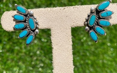 Vintage Southwestern Turquoise and Sterling Silver Earrings