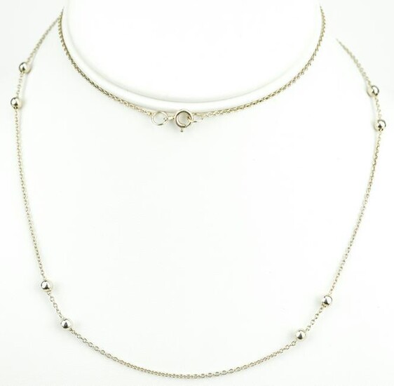 Vintage Sterling Silver Beaded Necklace Chain