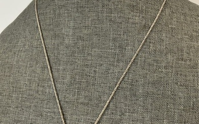 Vintage Sterling Silver large gemstone pendant Necklace sz 24"