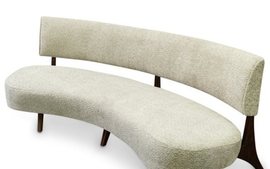 Vladimir Kagan Style Twill Upholstered Couch