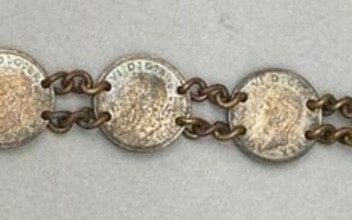 WWII TRENCH ART 1944 BRITISH SILVER COIN BRACELET