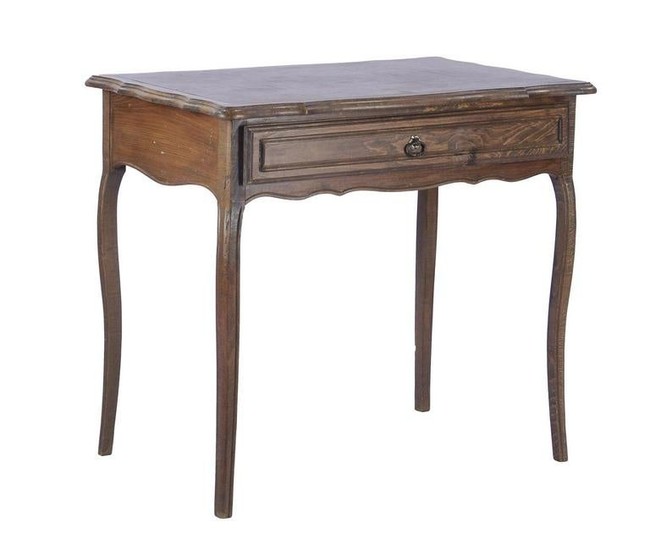 Walnut writing desk with drawer and top with brace edge