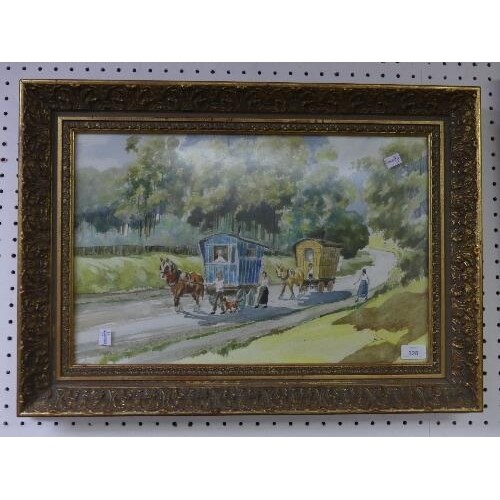 William Arnold, mid 20thC Watercolour, depicting two gypsy c...