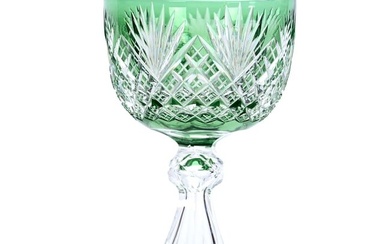Wine Stem, American Brilliant Cut Glass, Green Cut To Clear