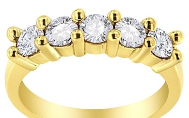 Yellow Gold Plated Sterling Silver 1.00 Carat Diamond Stone Band Ring