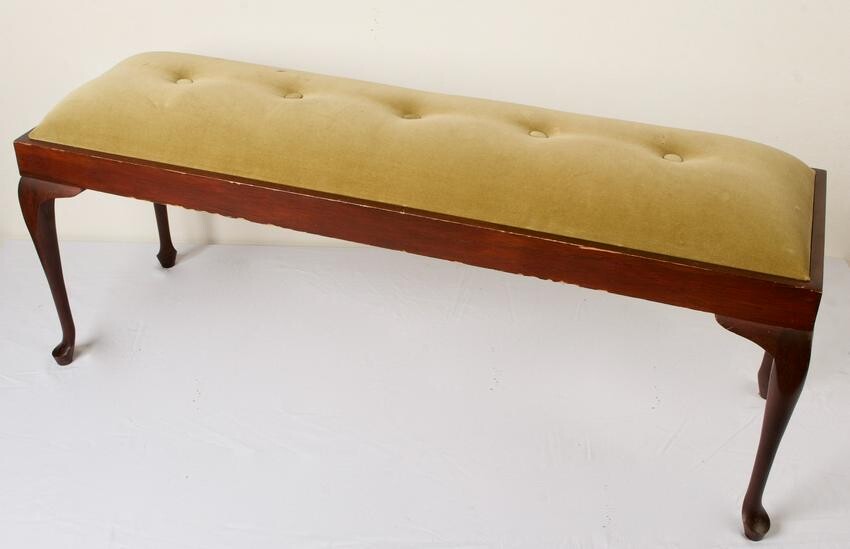 c1950s Solid Wood Bed End Bench