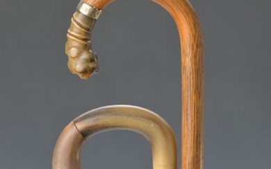 two canes, German, around 1890-1900, stick 1x Macassar,...