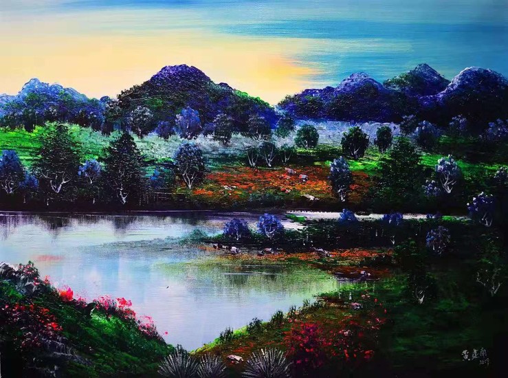 黄建南 油画《老挝风光》