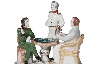 A Russian porcelain group "The Card Players from 'Pikovaya...