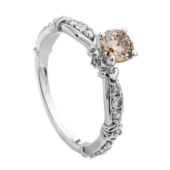 0.82 tcw Diamond Ring - 14 kt. White gold - Ring - 0.52 ct Diamond - 0.30 ct Diamonds - No Reserve Price