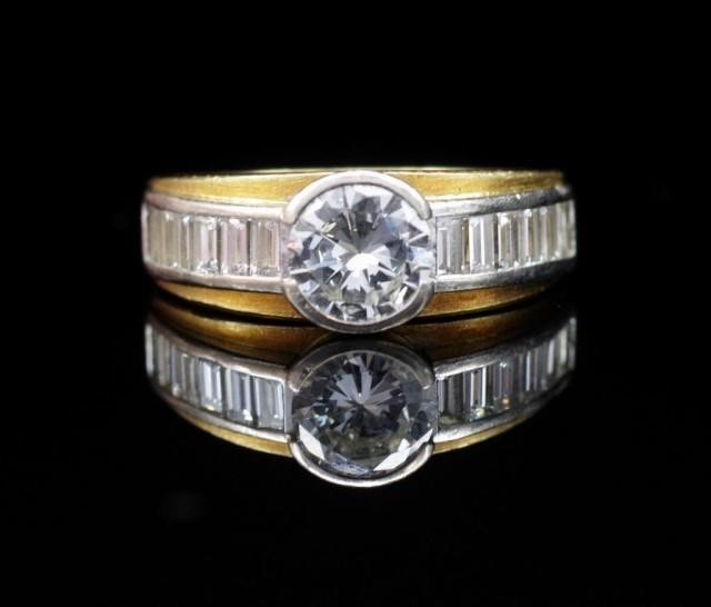 0.90ct Diamond and 18ct two tone gold ring marked 750. With ...