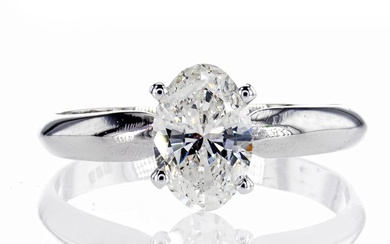 1.01 Ct Oval Diamond Ring - 14 kt. White gold - Ring Diamond - No Reserve