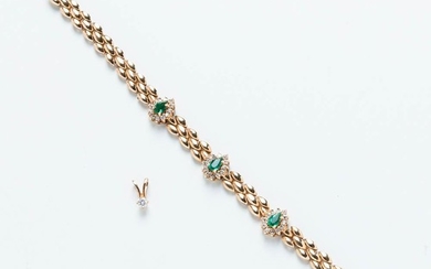 14kt Gold Gem-set Bracelet and Pendant