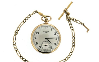A 9ct gold open faced pocket watch by Longines, th…