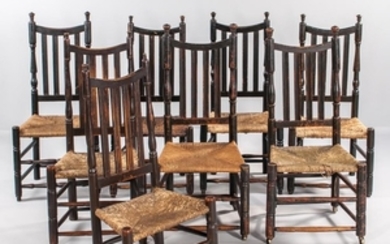 Assembled Set of Eight Bannister-back Chairs