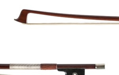 French Nickel-mounted Viola Bow, Émile François Ouchard