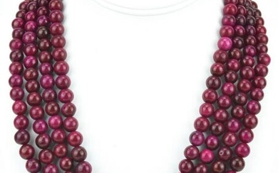 1075 Carat Four Strand Ruby Necklace