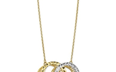 10K Rhodium-plated Polished D/C Necklace