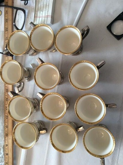 12 International Sterling Silver And Lenox Cups Demi