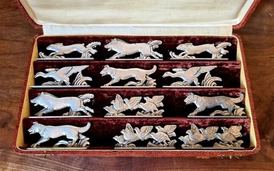 12 Porte Couteaux Animaliers - Silver metal knife holder 1920 - 1949 (12)