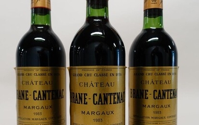 12 bouteilles CHÂTEAU BRANE CANTENAC 1983 2è GC Margaux (base goulot