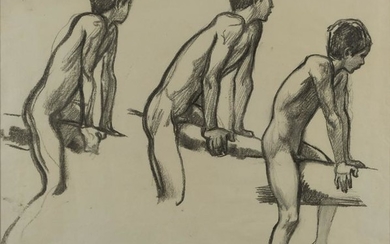 Ludwig von Hofmann - Three Studies of a nude boy on bar