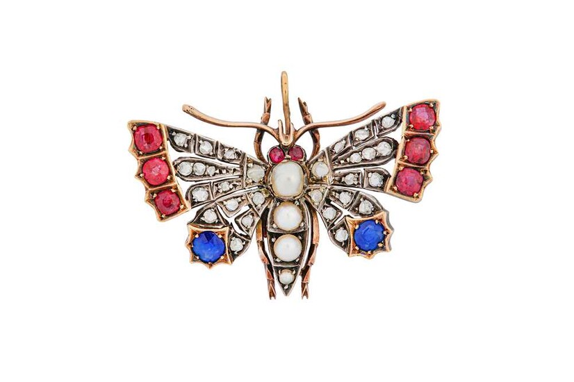 A gem-set butterfly, late 19th century The thorax set...