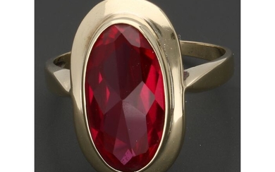 14 kt. Gold - Ring - 4.12 ct Ruby