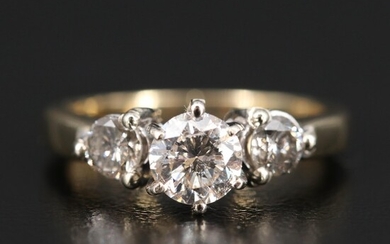 14K 1.03 CTW Diamond Three Stone Ring