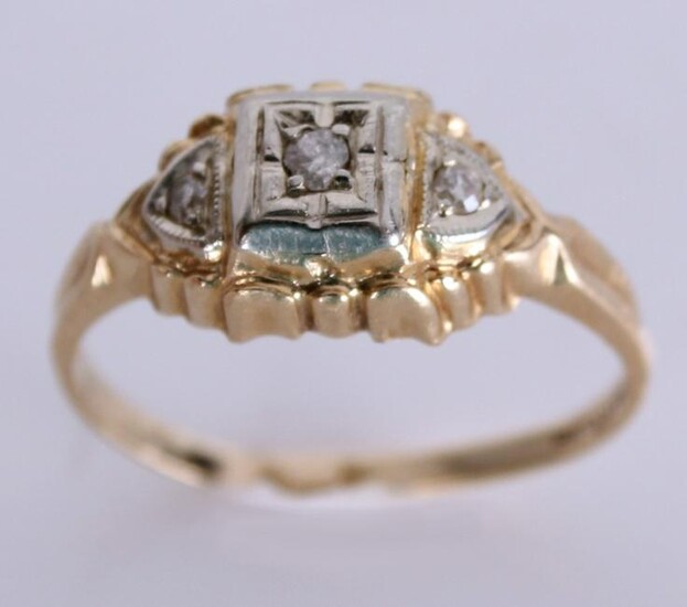 14K ART-DECO STYLE GOLD RING WITH 0.13 CTW DIAMOND