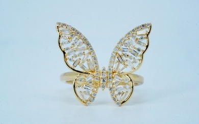 14K Yellow Gold and 0.60ctw Diamond Butterfly Ring