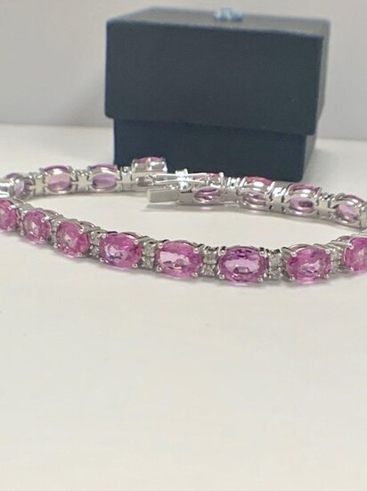 14ct White Gold Sapphire and Diamond bracelet featuring,...
