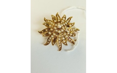 14ct gold and graduated seed pearl brooch/ pendant 8.9g appr...