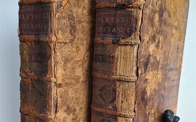 1599 PLUTARCH 2 volumes antique 16th CENTURY LARGE FOLIO in GREEK & LATIN
