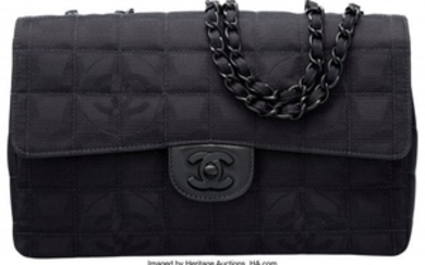 16029: Chanel Black Quilted Grosgrain Medium Classic Fl
